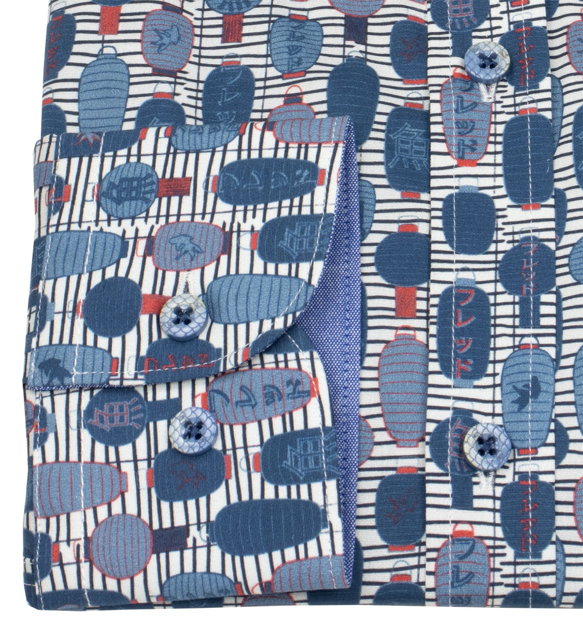 A Fish Named Fred Hemd - Modern Fit - Print - Japanese Lanterns - mehrfarbig