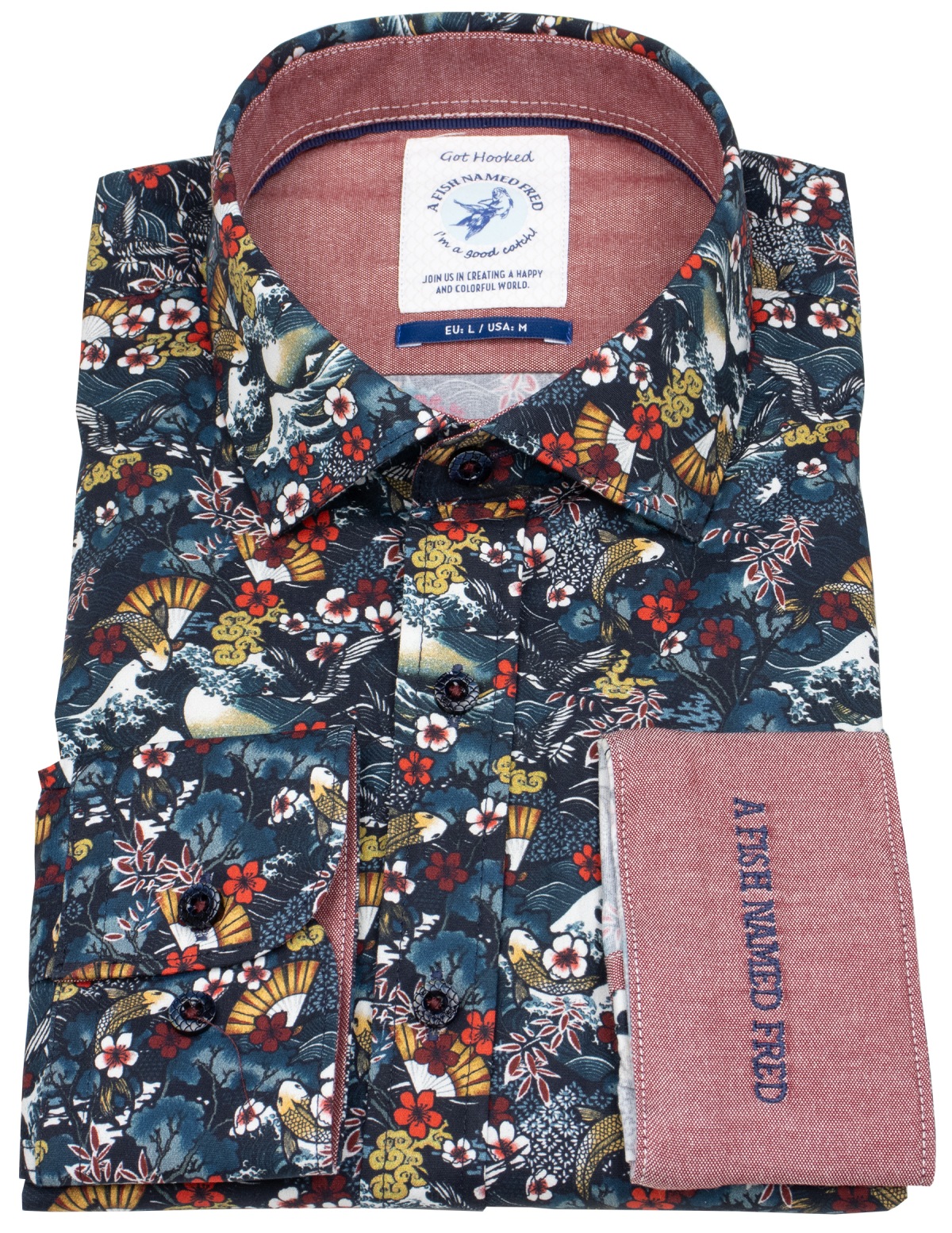 A Fish Named Fred Hemd - Modern Fit - Print - Japanese Story - mehrfarbig