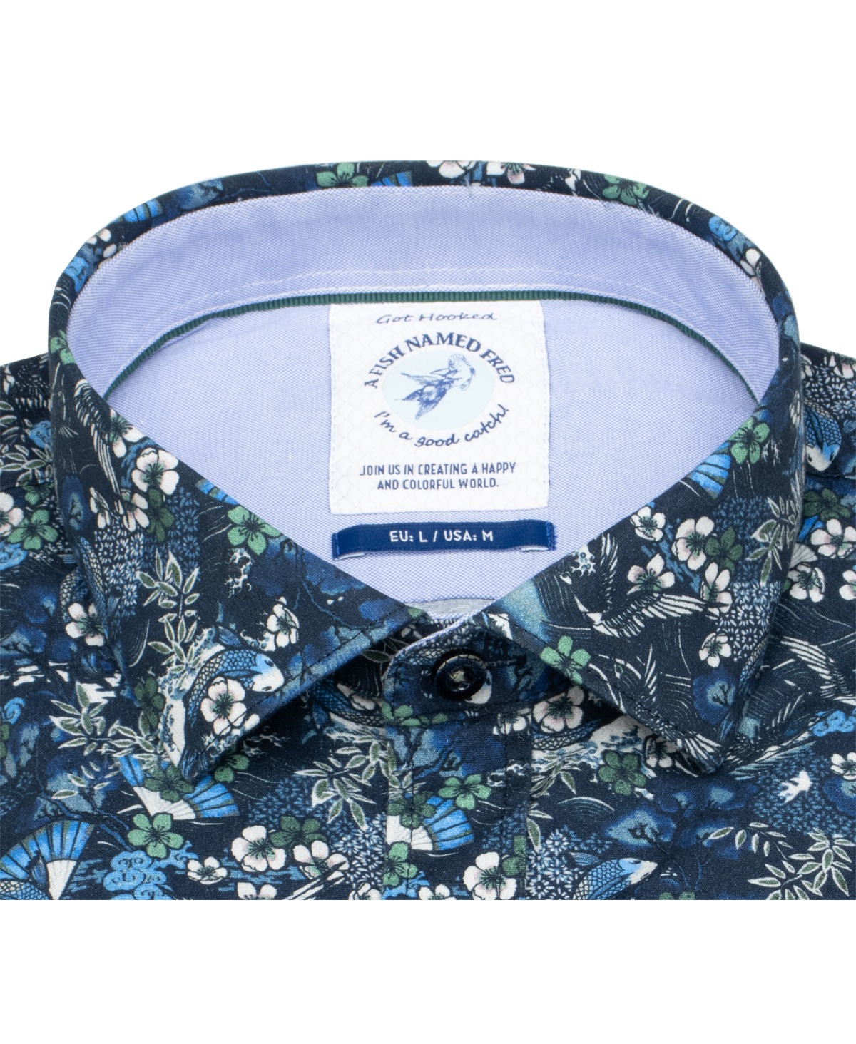A Fish Named Fred Hemd - Modern Fit - Print - Japanese Story - mehrfarbig