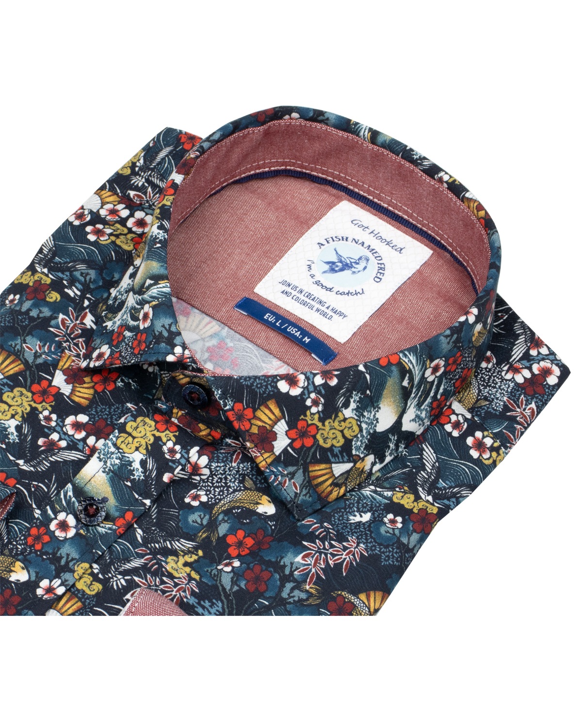 A Fish Named Fred Hemd - Modern Fit - Print - Japanese Story - mehrfarbig