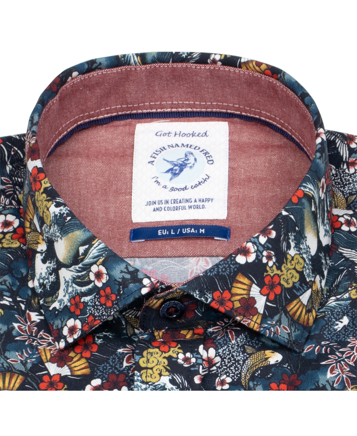 A Fish Named Fred Hemd - Modern Fit - Print - Japanese Story - mehrfarbig