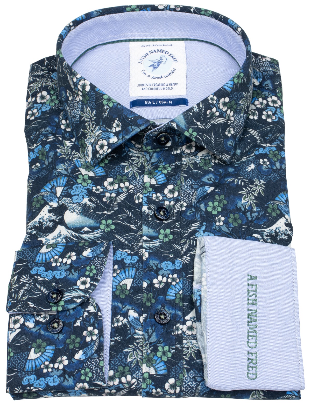 A Fish Named Fred Hemd - Modern Fit - Print - Japanese Story - mehrfarbig