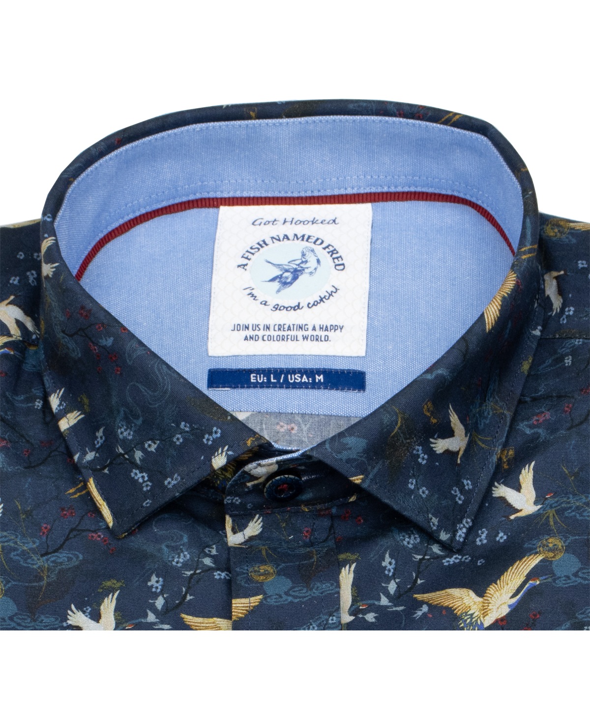 A Fish Named Fred Hemd - Modern Fit - Print - Kraniche - mehrfarbig
