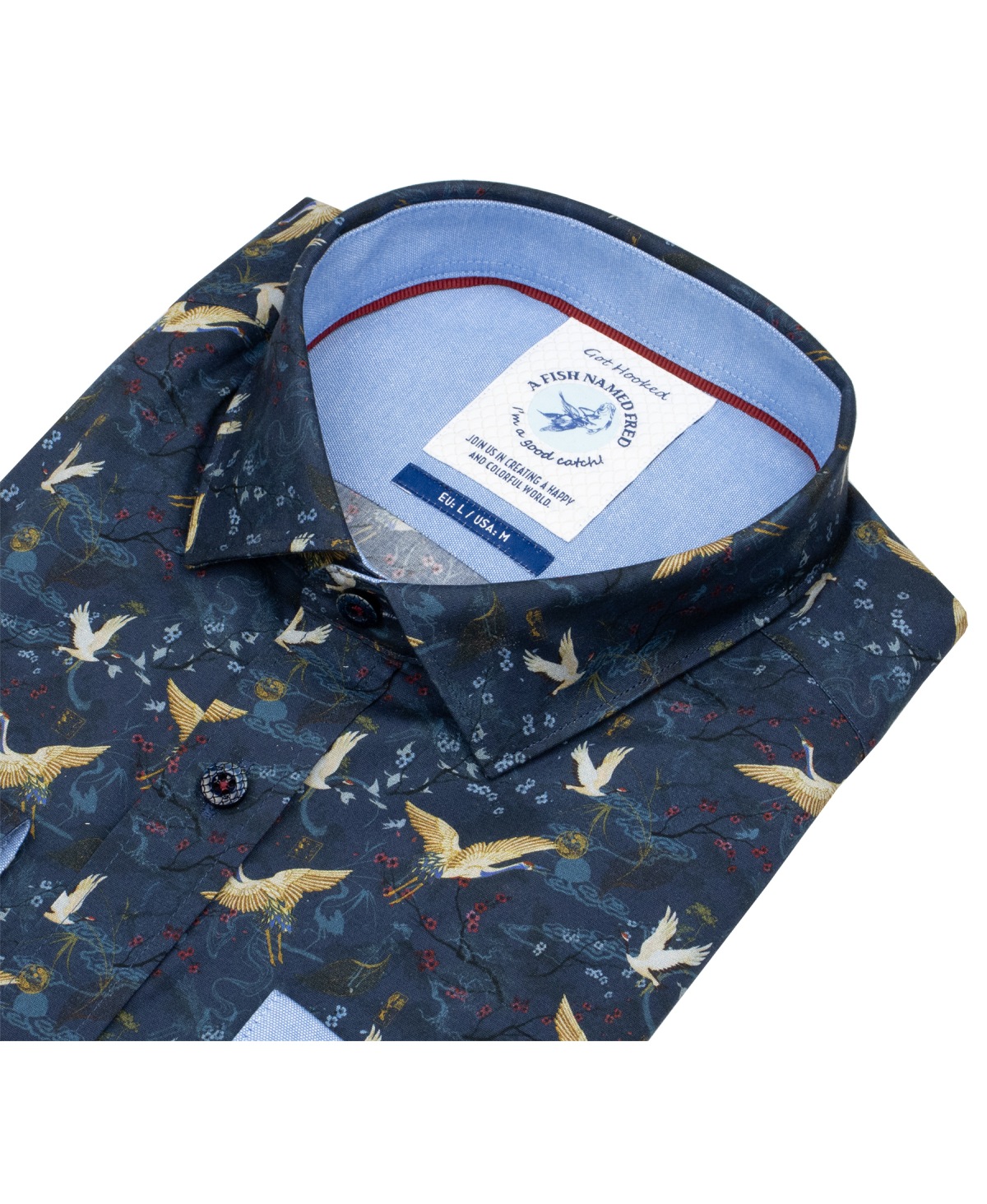 A Fish Named Fred Hemd - Modern Fit - Print - Kraniche - mehrfarbig