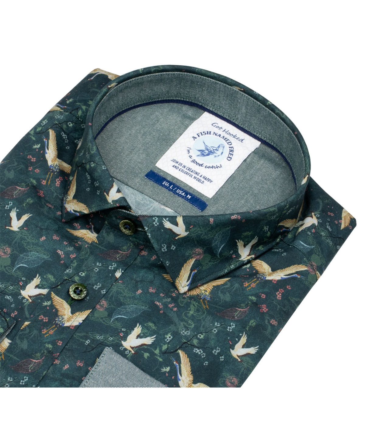A Fish Named Fred Hemd - Modern Fit - Print - Kraniche - mehrfarbig