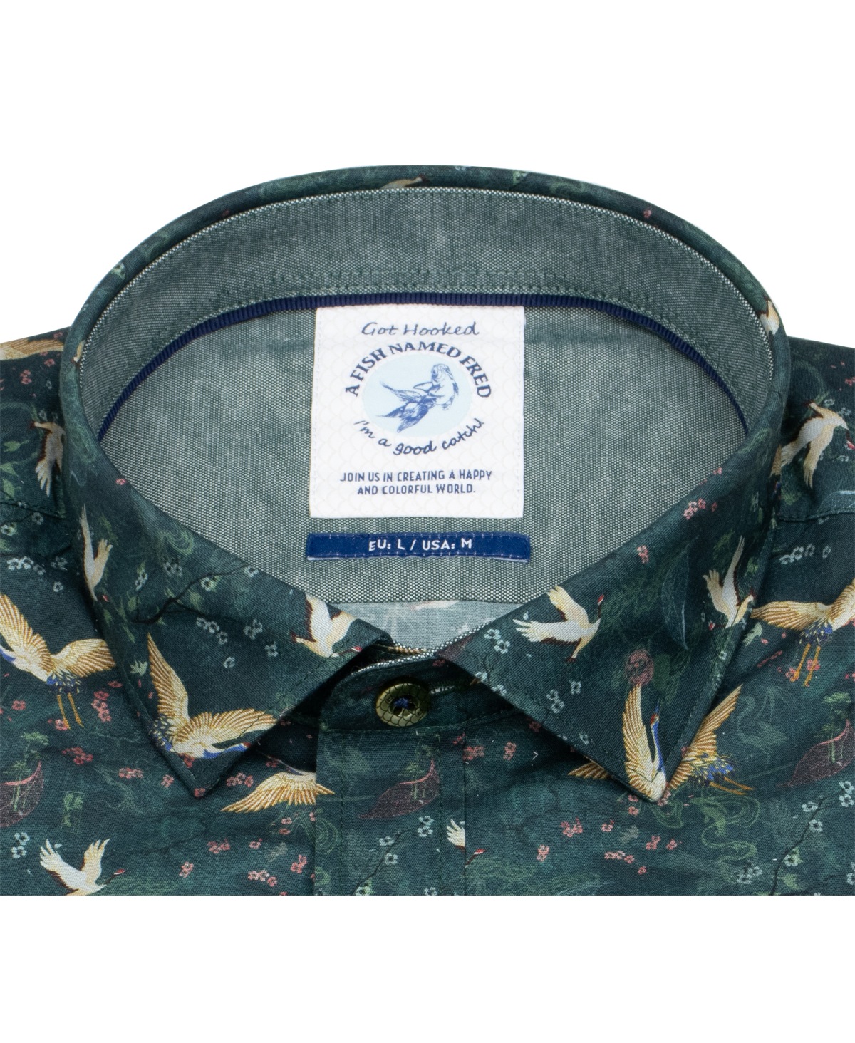 A Fish Named Fred Hemd - Modern Fit - Print - Kraniche - mehrfarbig
