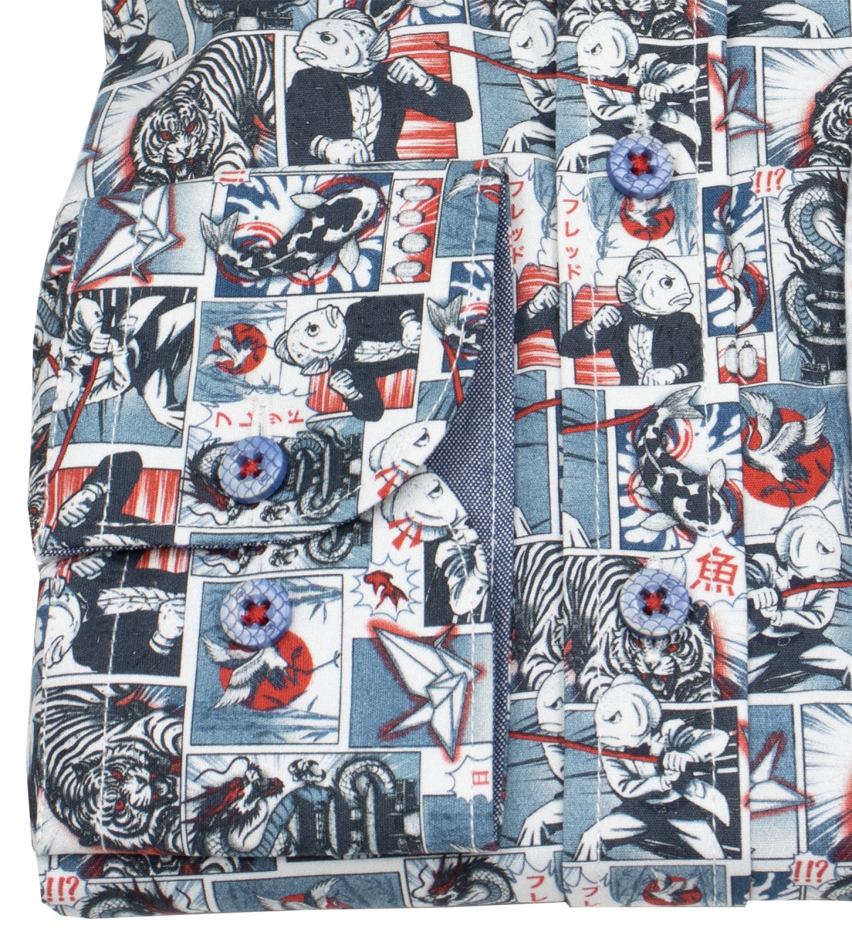 A Fish Named Fred Hemd - Modern Fit - Print - Manga - mehrfarbig