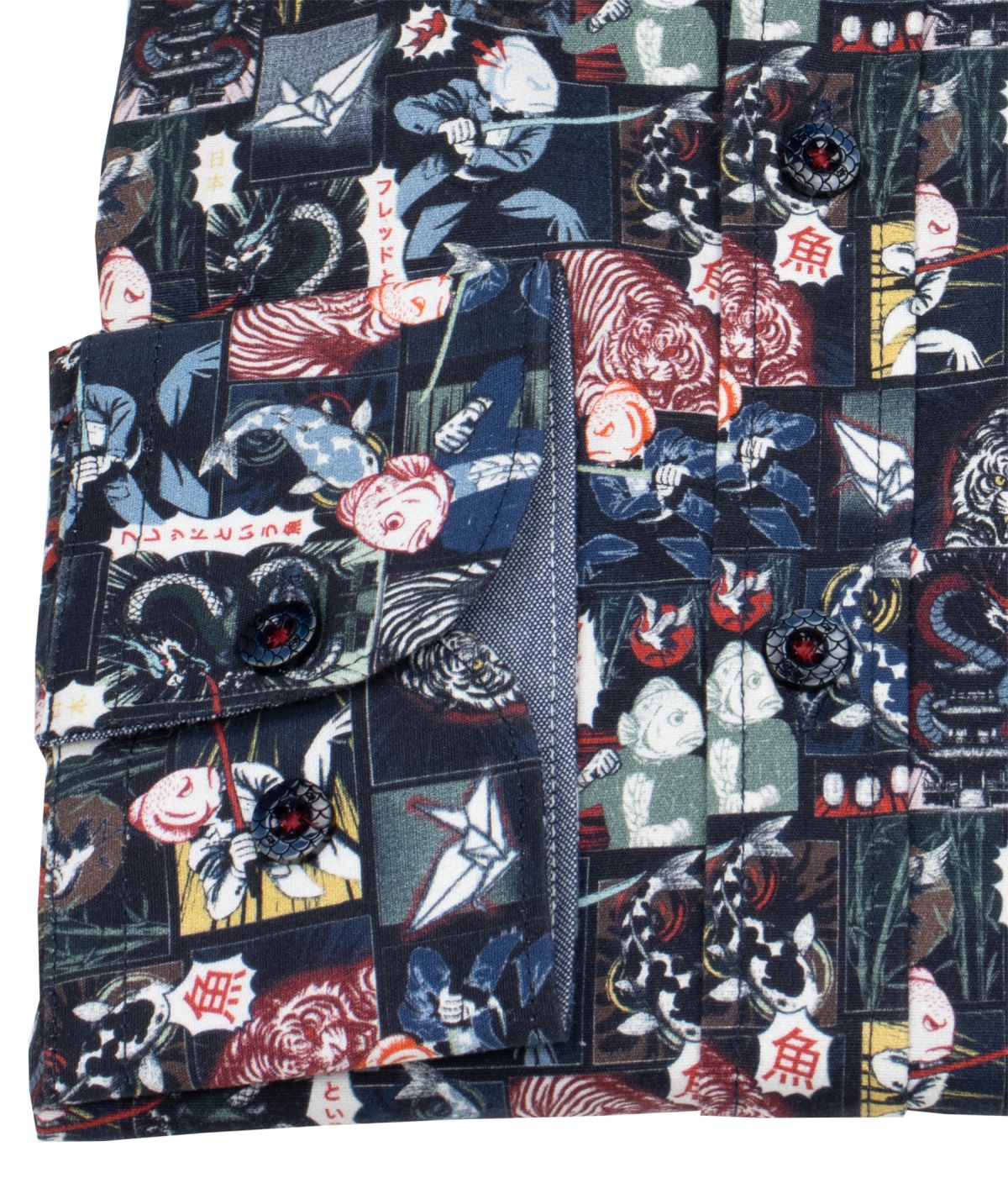 A Fish Named Fred Hemd - Modern Fit - Print - Manga - mehrfarbig