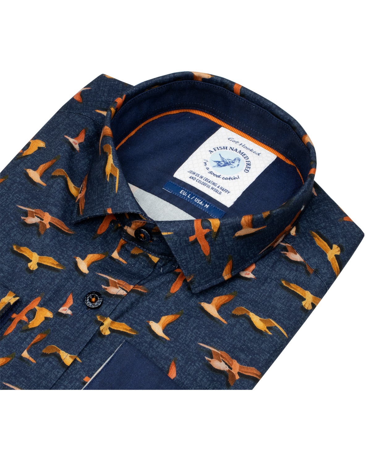 A Fish Named Fred Hemd - Modern Fit - Print - Möven - dunkelblau - ohne OVP