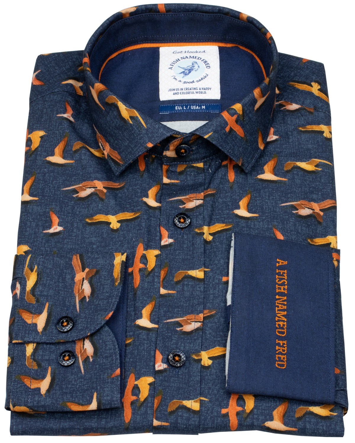 A Fish Named Fred Hemd - Modern Fit - Print - Möven - dunkelblau - ohne OVP