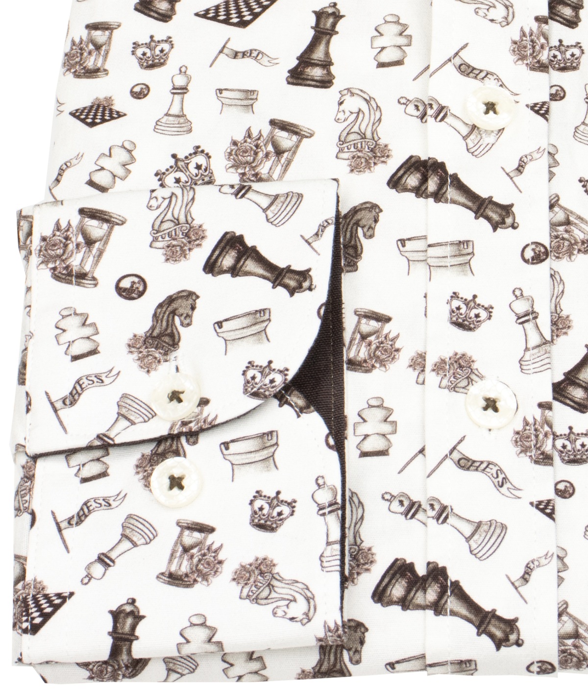 A Fish Named Fred Hemd - Modern Fit - Print - Schach - braun - ohne OVP