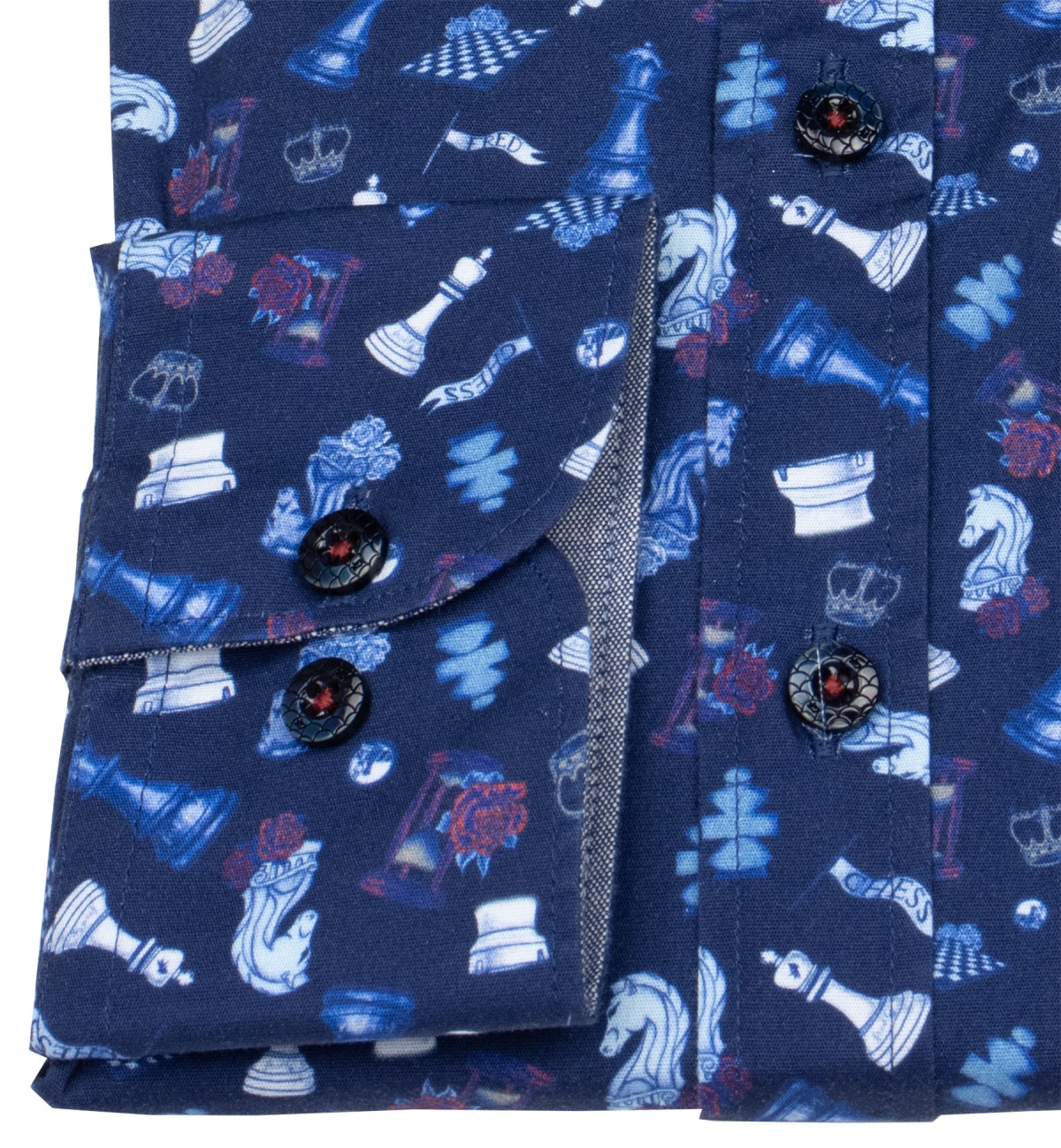 A Fish Named Fred Hemd - Modern Fit - Print - Schach - dunkelblau - ohne OVP