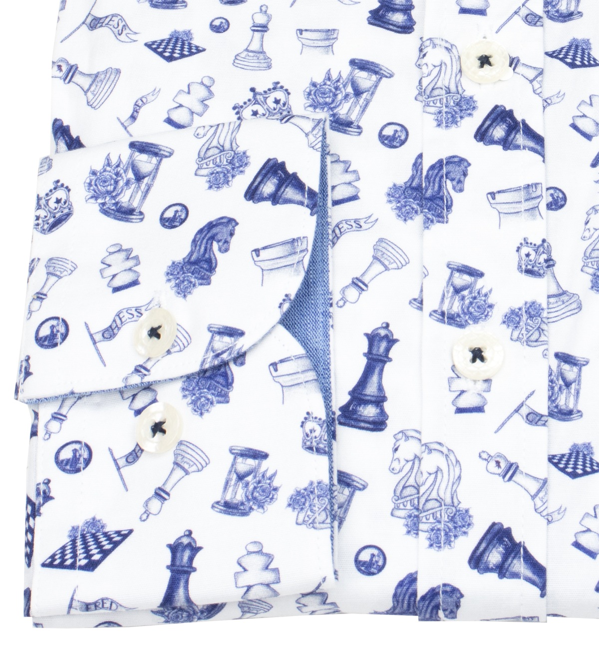 A Fish Named Fred Hemd - Modern Fit - Print - Schach - hellblau - ohne OVP