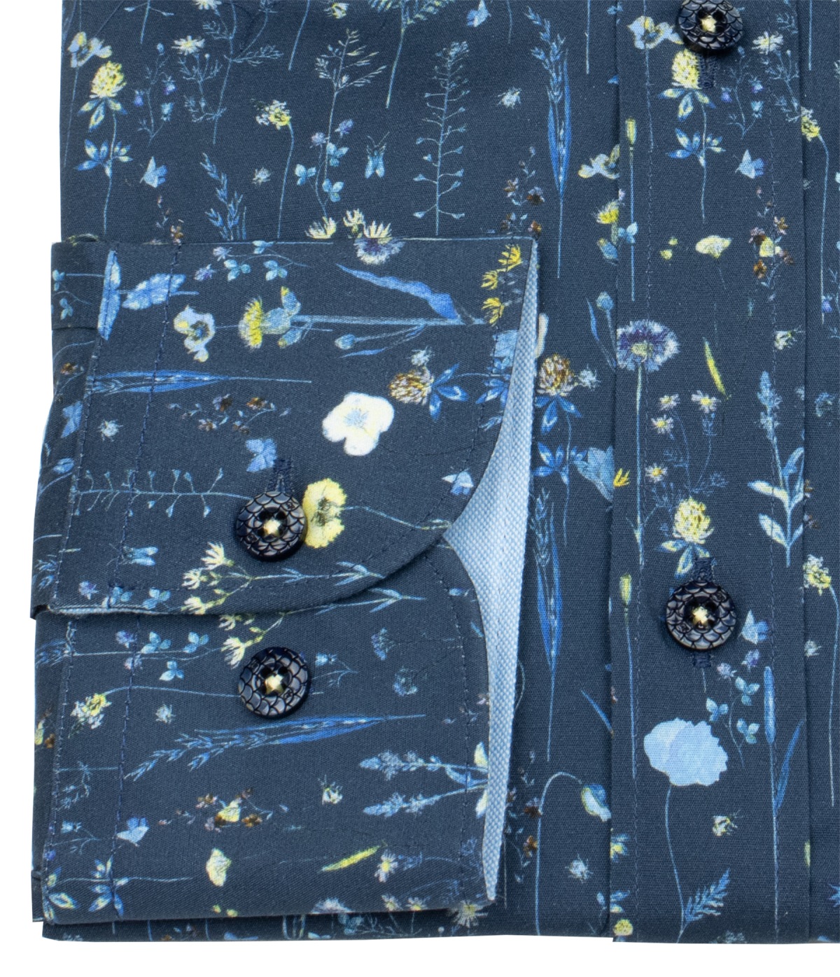 A Fish Named Fred Hemd - Modern Fit - Print - Wildblumen - dunkelblau