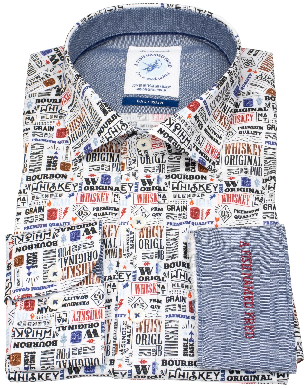 A Fish Named Fred Hemd - Modern Fit - Print - Wiskey - mehrfarbig - ohne OVP