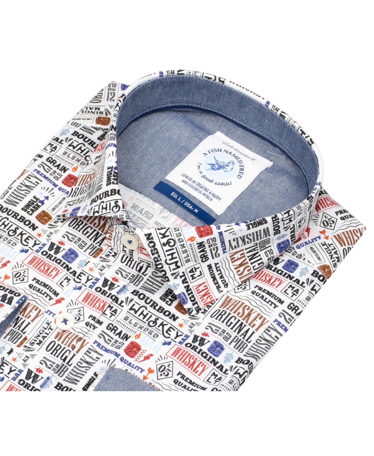 A Fish Named Fred Hemd - Modern Fit - Print - Wiskey - mehrfarbig - ohne OVP