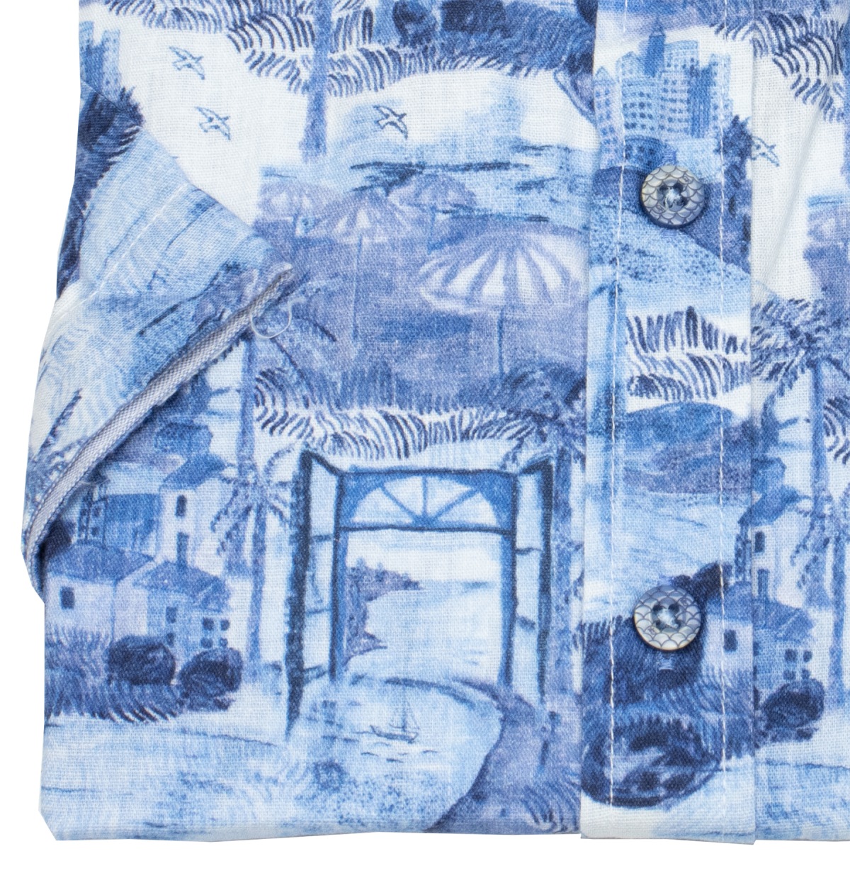 A Fish Named Fred Kurzarmhemd - Modern Fit - Insel - blau