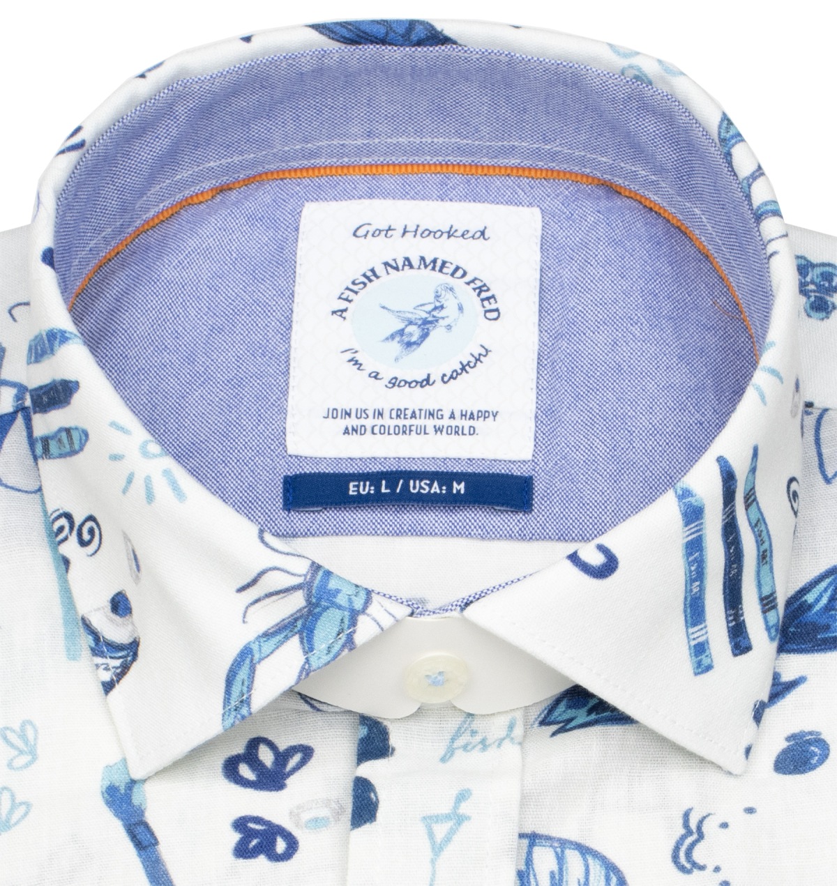 A Fish Named Fred Kurzarmhemd - Modern Fit - Maritim - blau