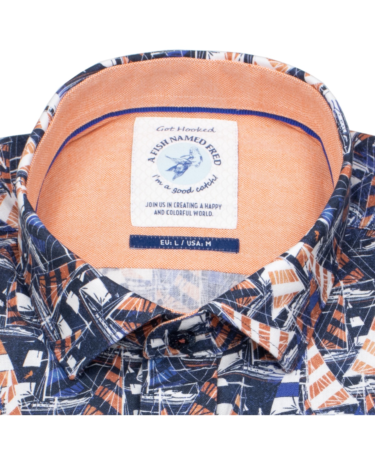 A Fish Named Fred Kurzarmhemd - Modern Fit - Segelboote - blau