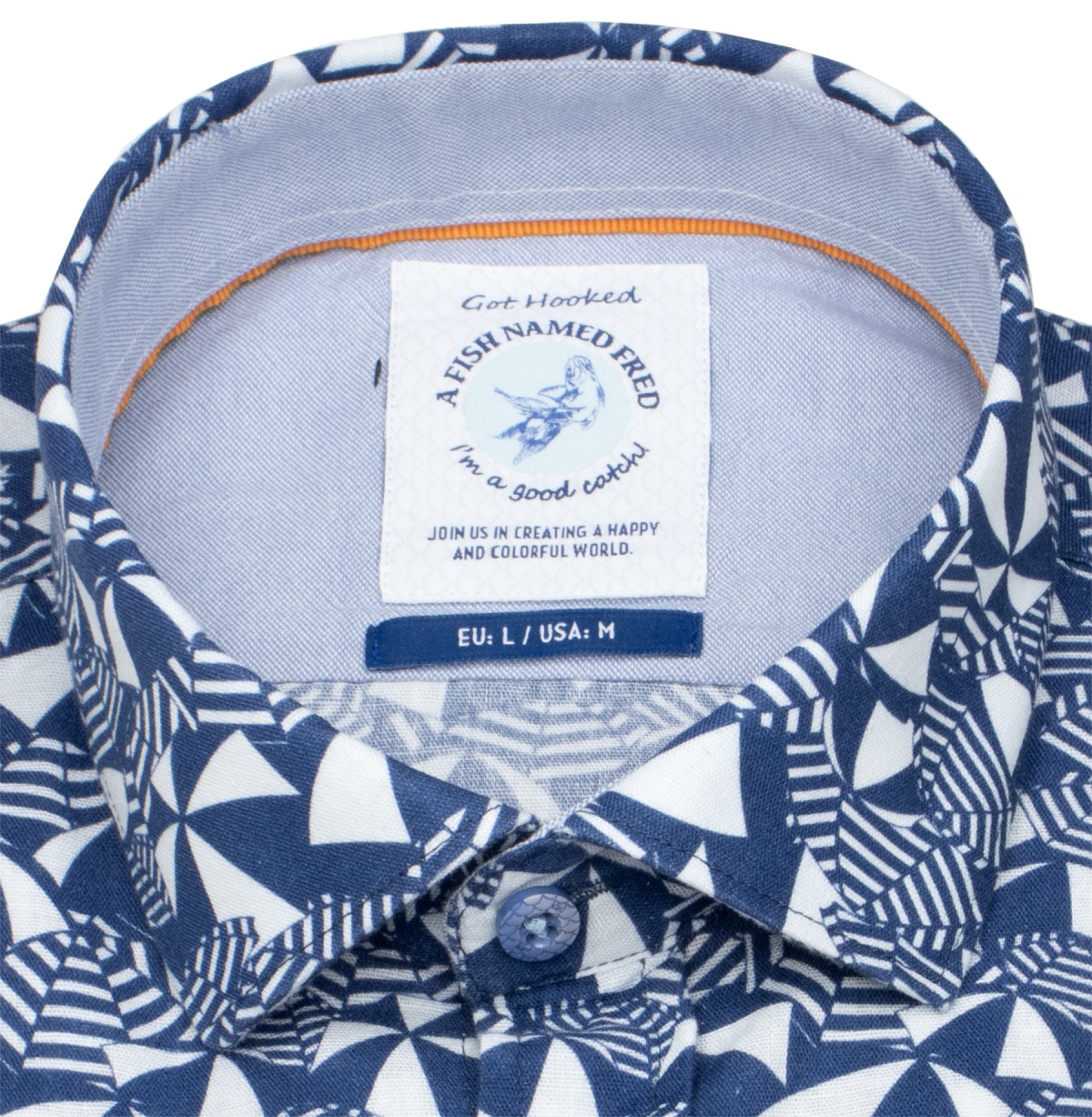 A Fish Named Fred Kurzarmhemd - Modern Fit - Sonnenschirme - blau / weiß