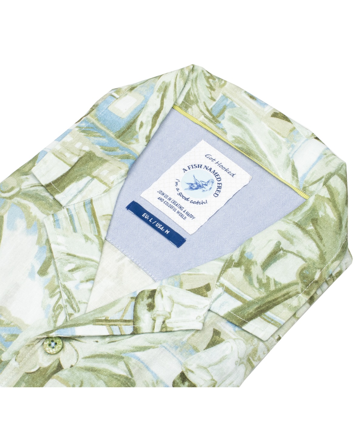 A Fish Named Fred Kurzarmhemd - Modern Fit - Tropen - grün