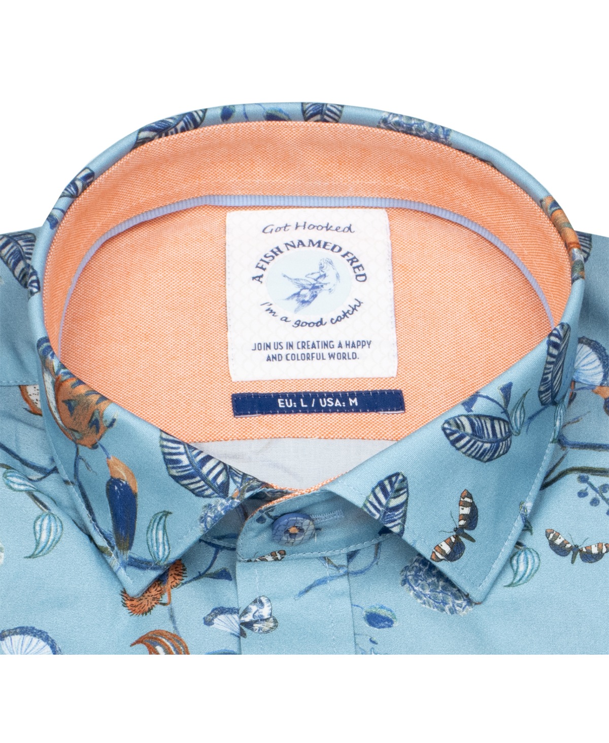 A Fish Named Fred Kurzarmhemd - Modern Fit - Vögel - hellblau