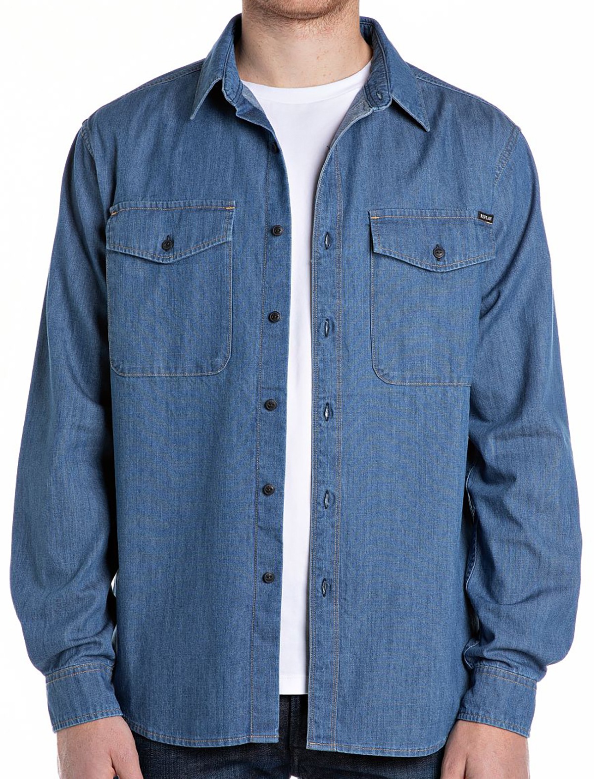 Replay - M4124 Denimhemd - Shirts - Herren - Blau - 2XL - Bild 4