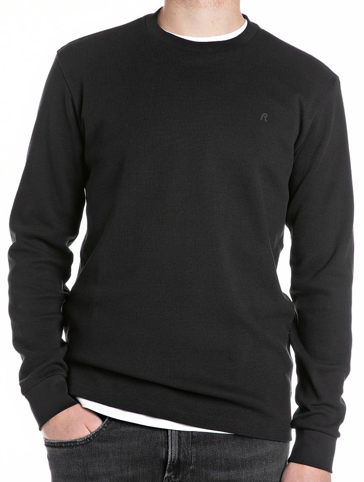 Replay Herren Schwarz Sweatshirt Baumwolle Unifarben - Bild 5