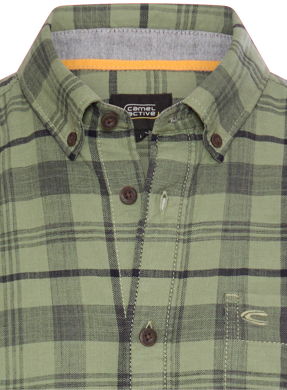 Camel Active Hemd - Regular Fit - Button Down - fein kariert - grün