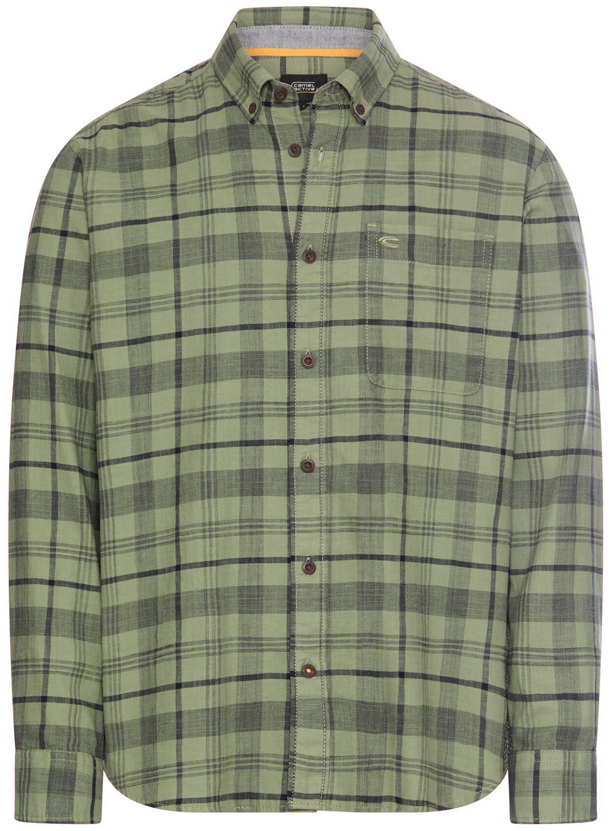 Camel Active Hemd - Regular Fit - Button Down - fein kariert - grün