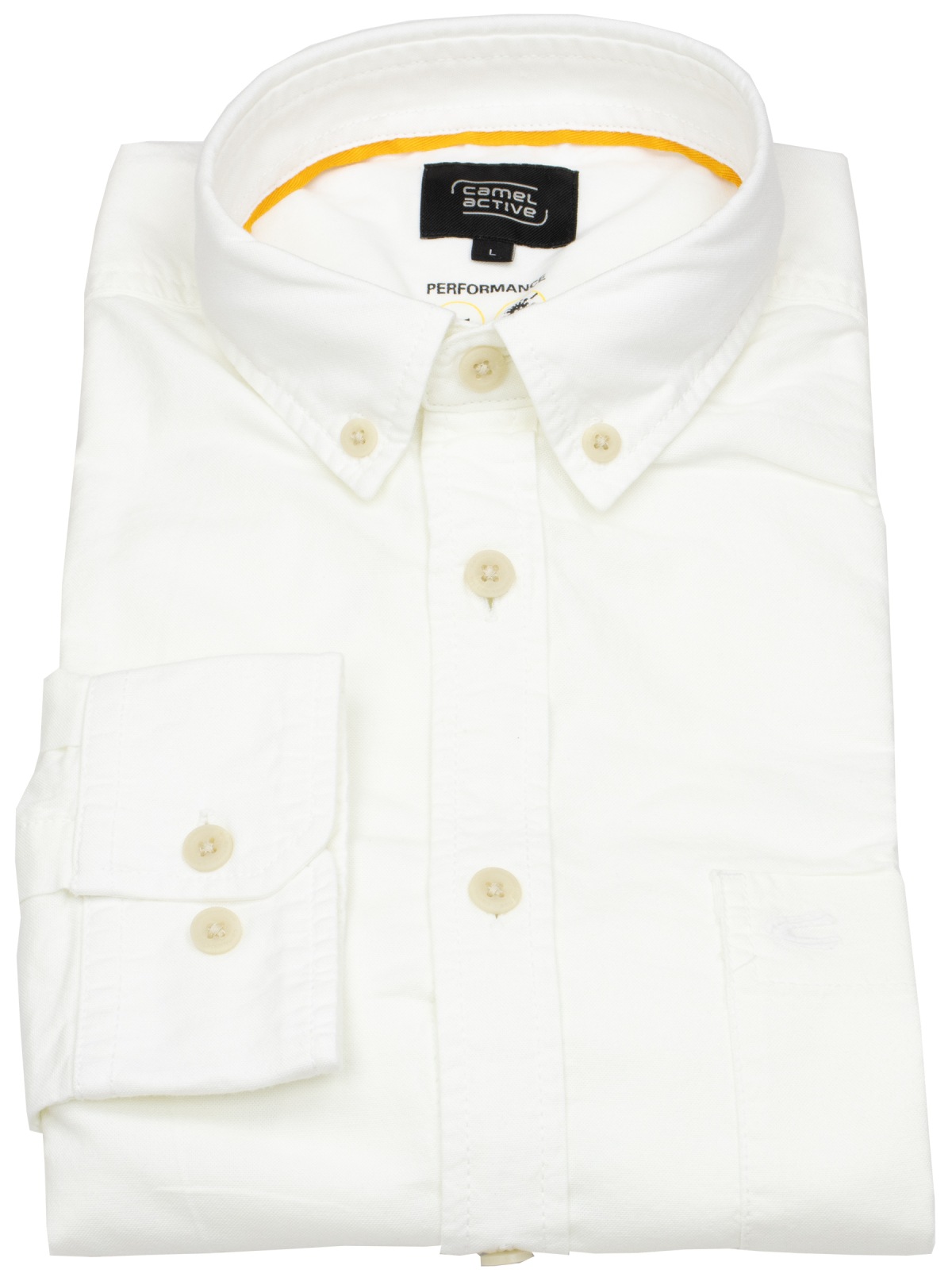 Camel Active Hemd - Regular Fit - Button Down Kragen - Performance - weiß