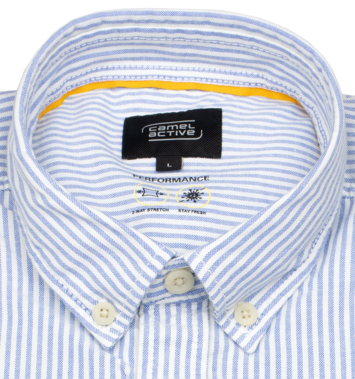 Camel Active Hemd - Regular Fit - Button Down - Performance - Streifen - hellblau / weiß