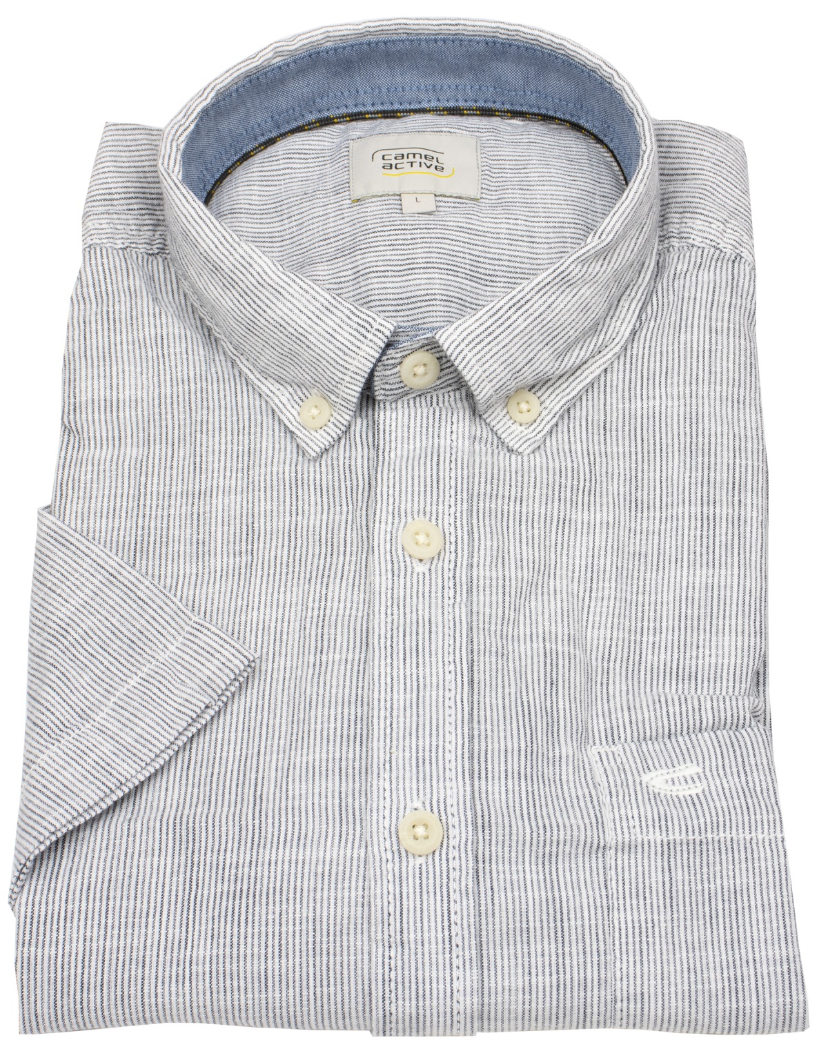 Camel Active Kurzarmhemd - Regular Fit - Button Down - gedecktes weiß