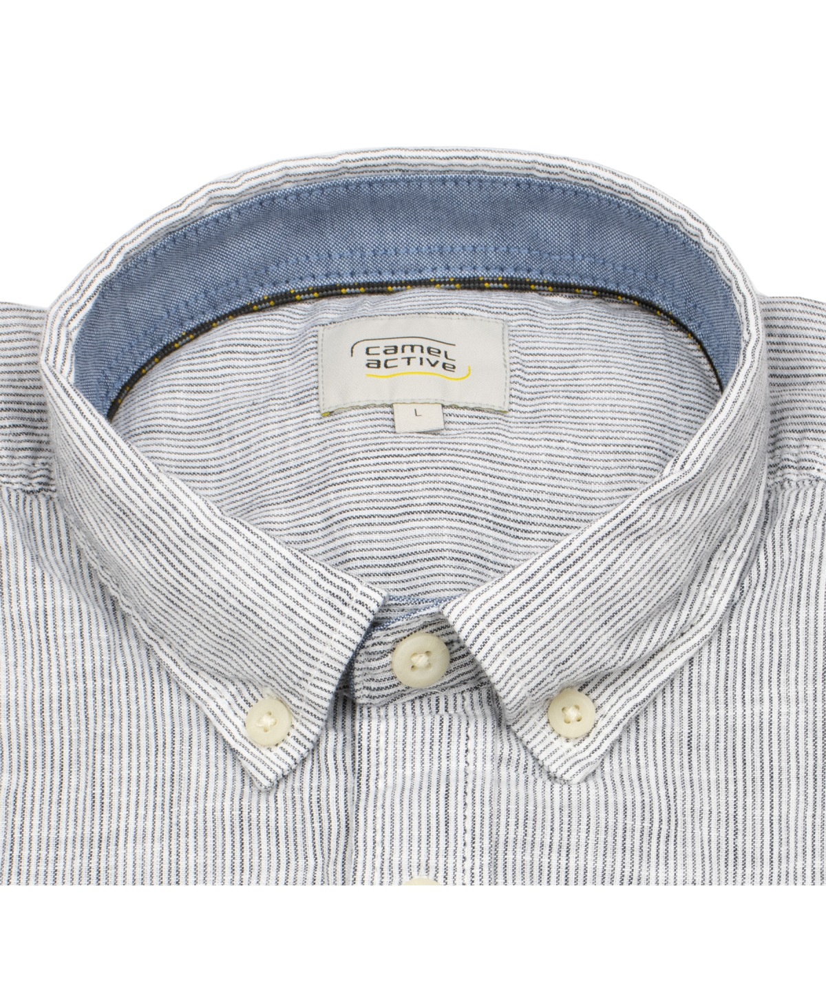 Camel Active Kurzarmhemd - Regular Fit - Button Down - gedecktes weiß