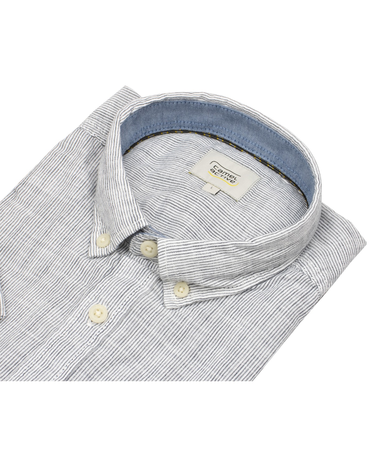 Camel Active Kurzarmhemd - Regular Fit - Button Down - gedecktes weiß