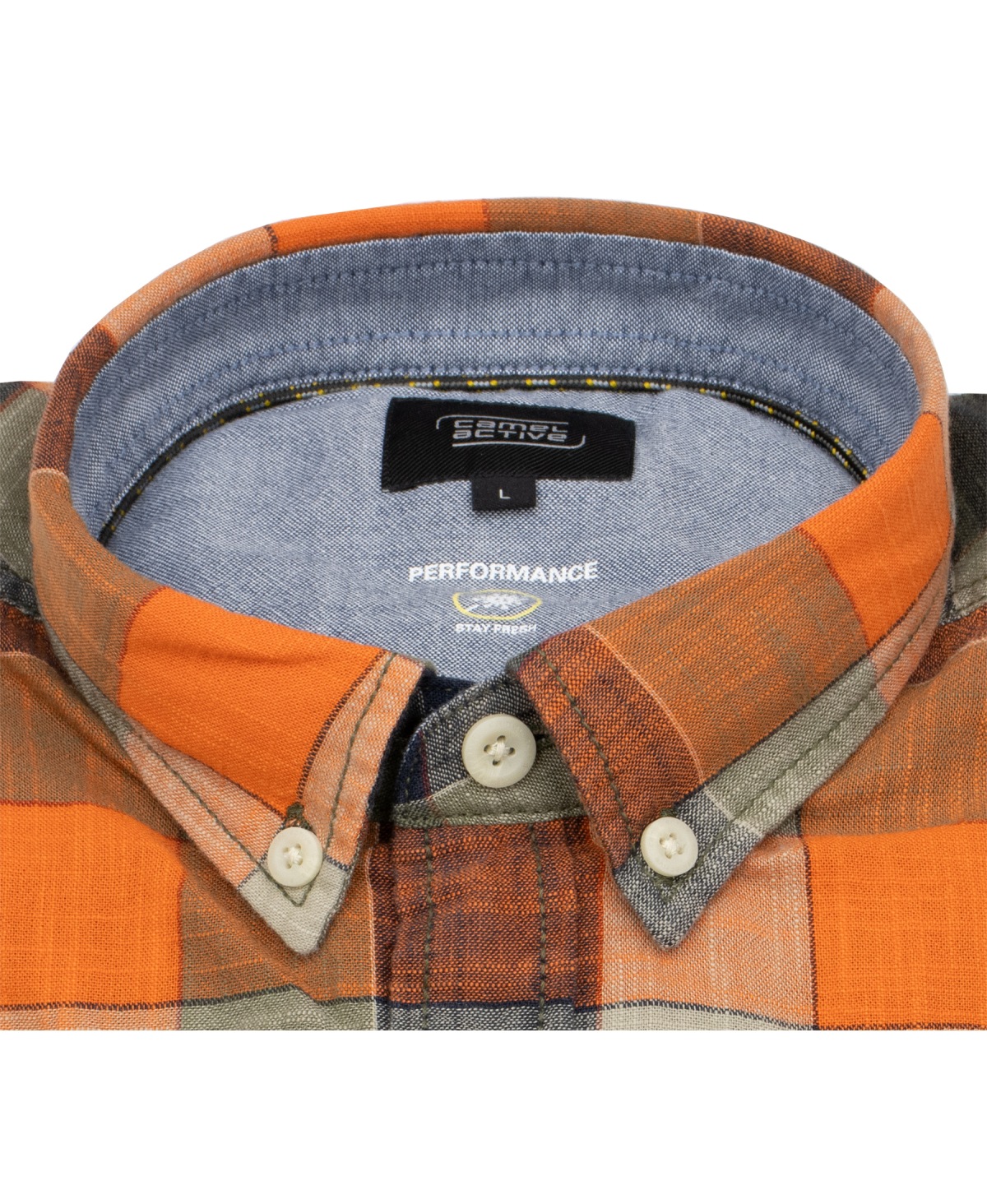 Camel Active Kurzarmhemd - Regular Fit - Button Down - kariert - mehrfarbig