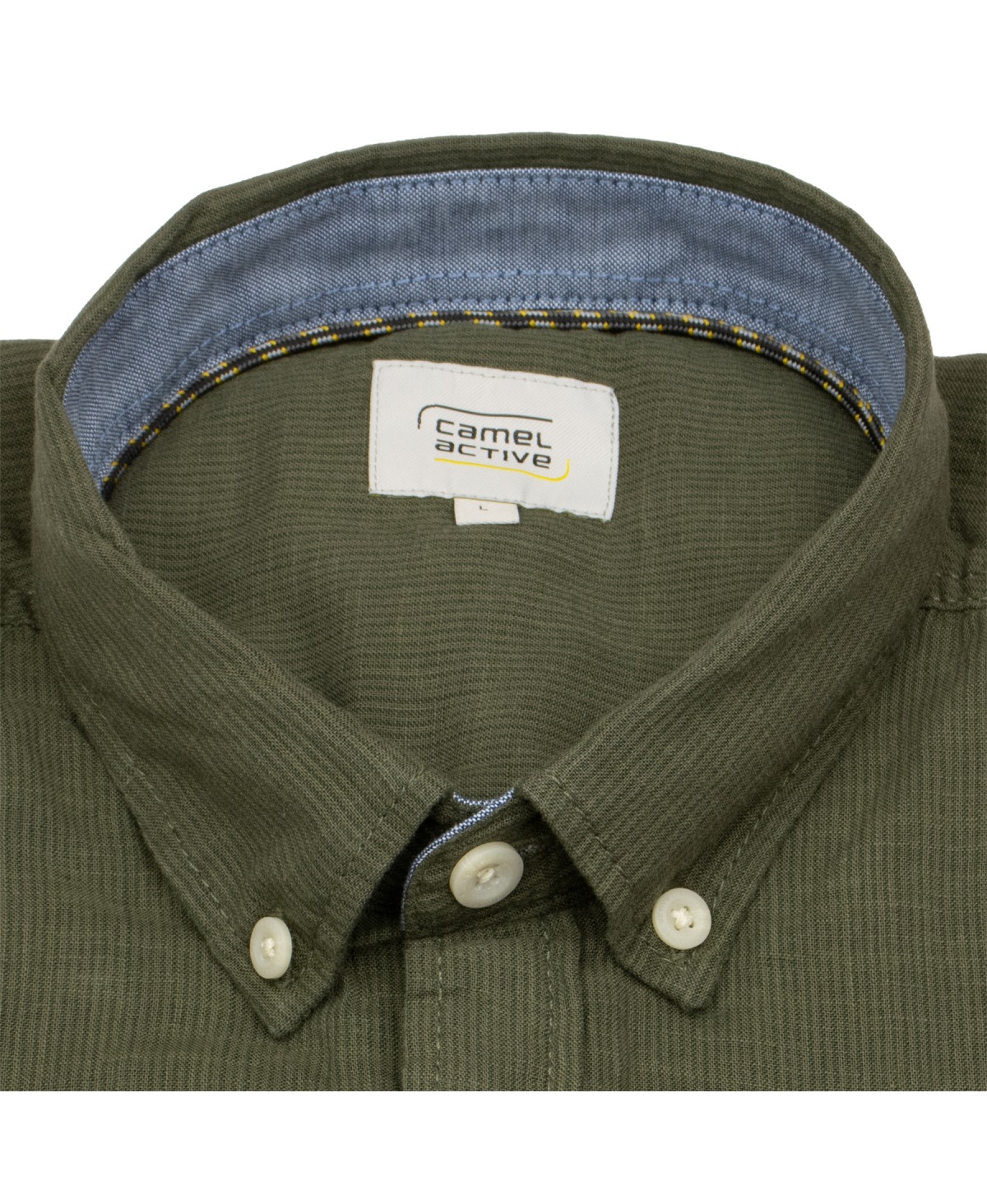 Camel Active Kurzarmhemd - Regular Fit - Button Down - olivgrün