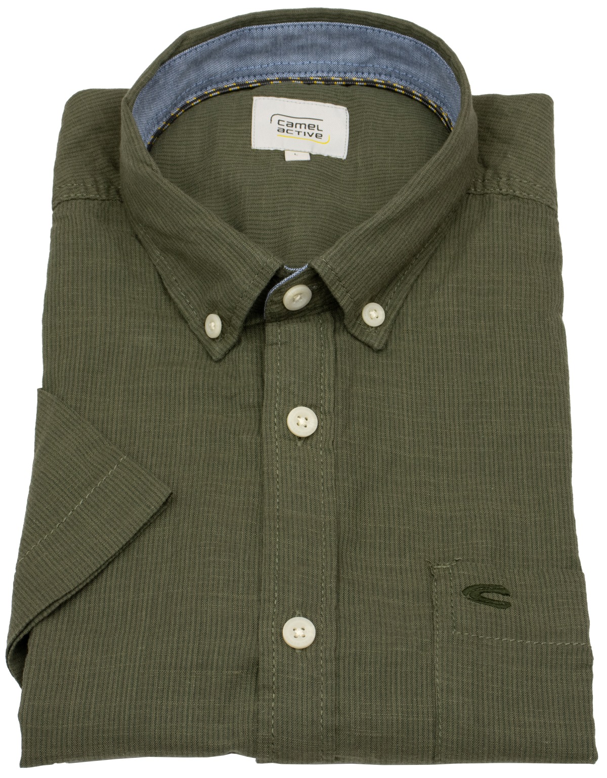 Camel Active Kurzarmhemd - Regular Fit - Button Down - olivgrün