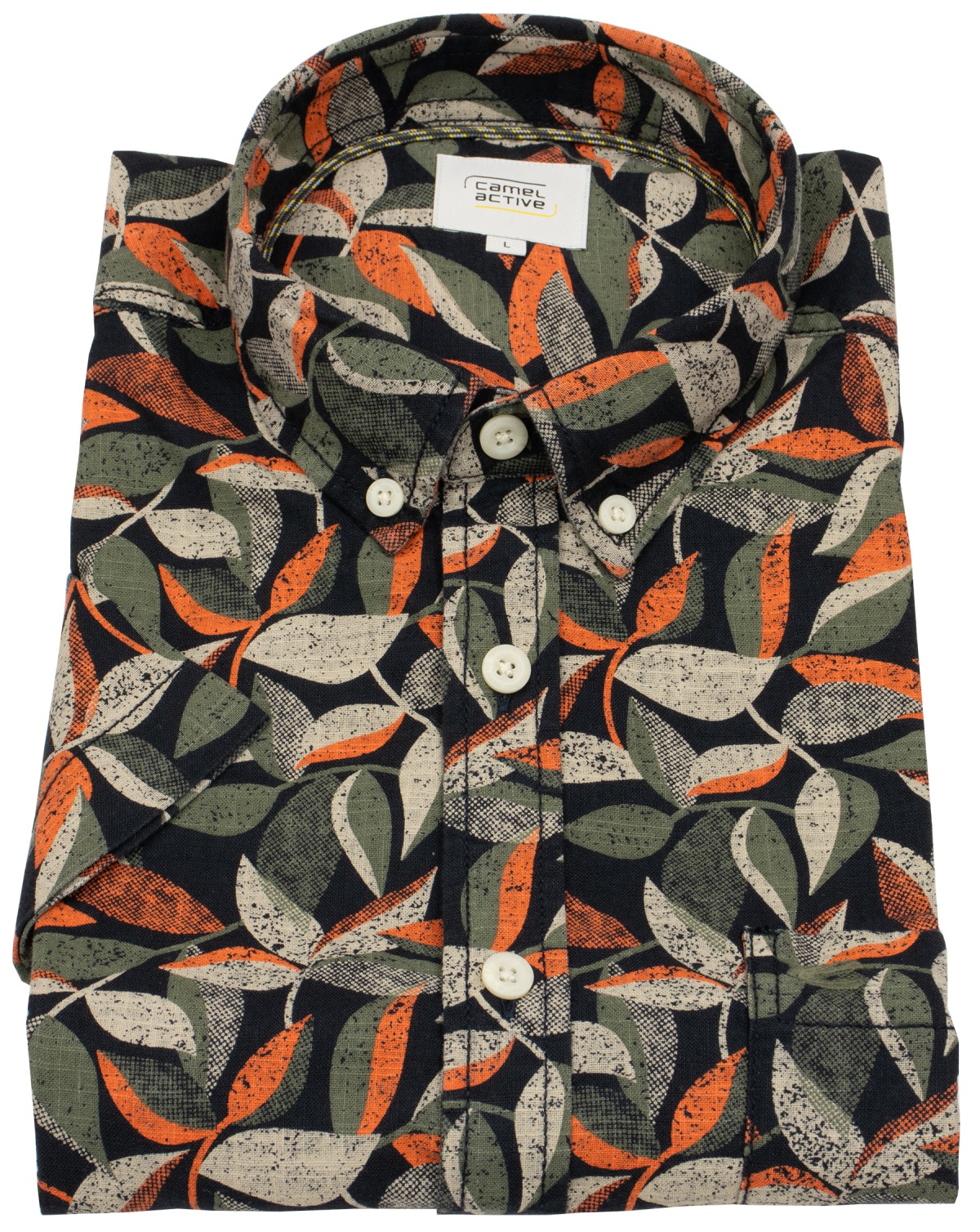 Camel Active Kurzarmhemd - Regular Fit - Button Down - Print - mehrfarbig