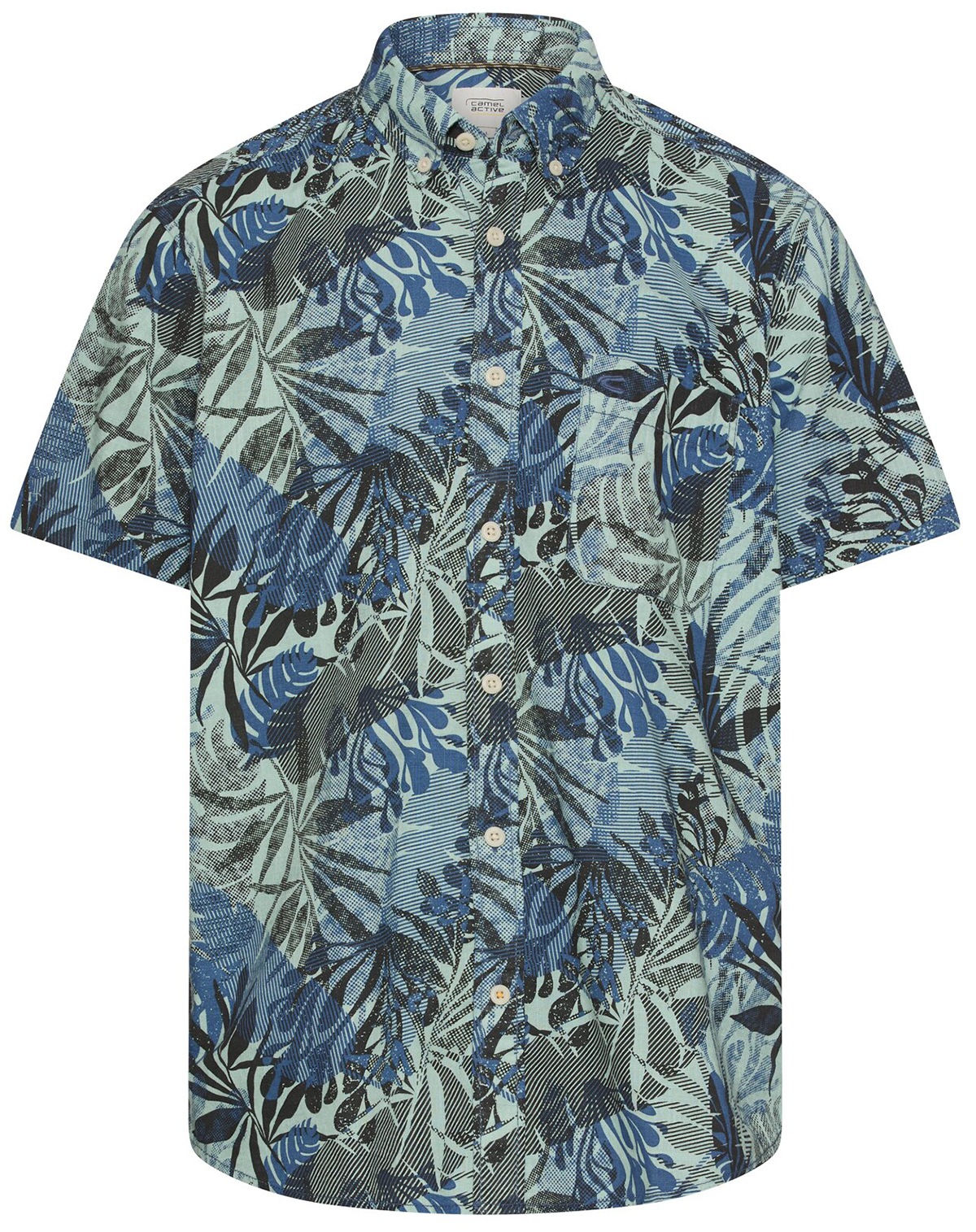 Camel Active Kurzarmhemd - Regular Fit - Button Down - Print - mehrfarbig