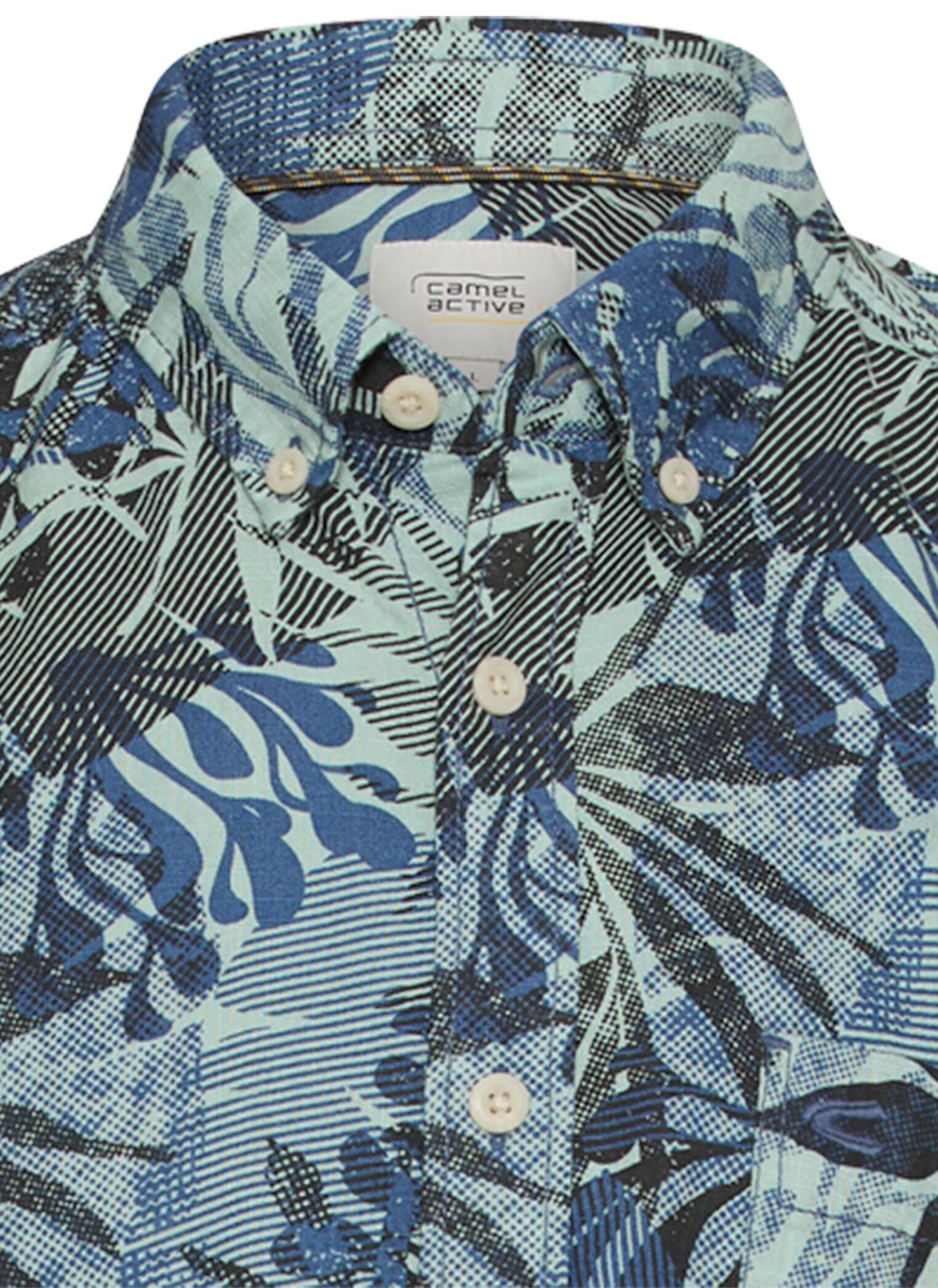 Camel Active Kurzarmhemd - Regular Fit - Button Down - Print - mehrfarbig