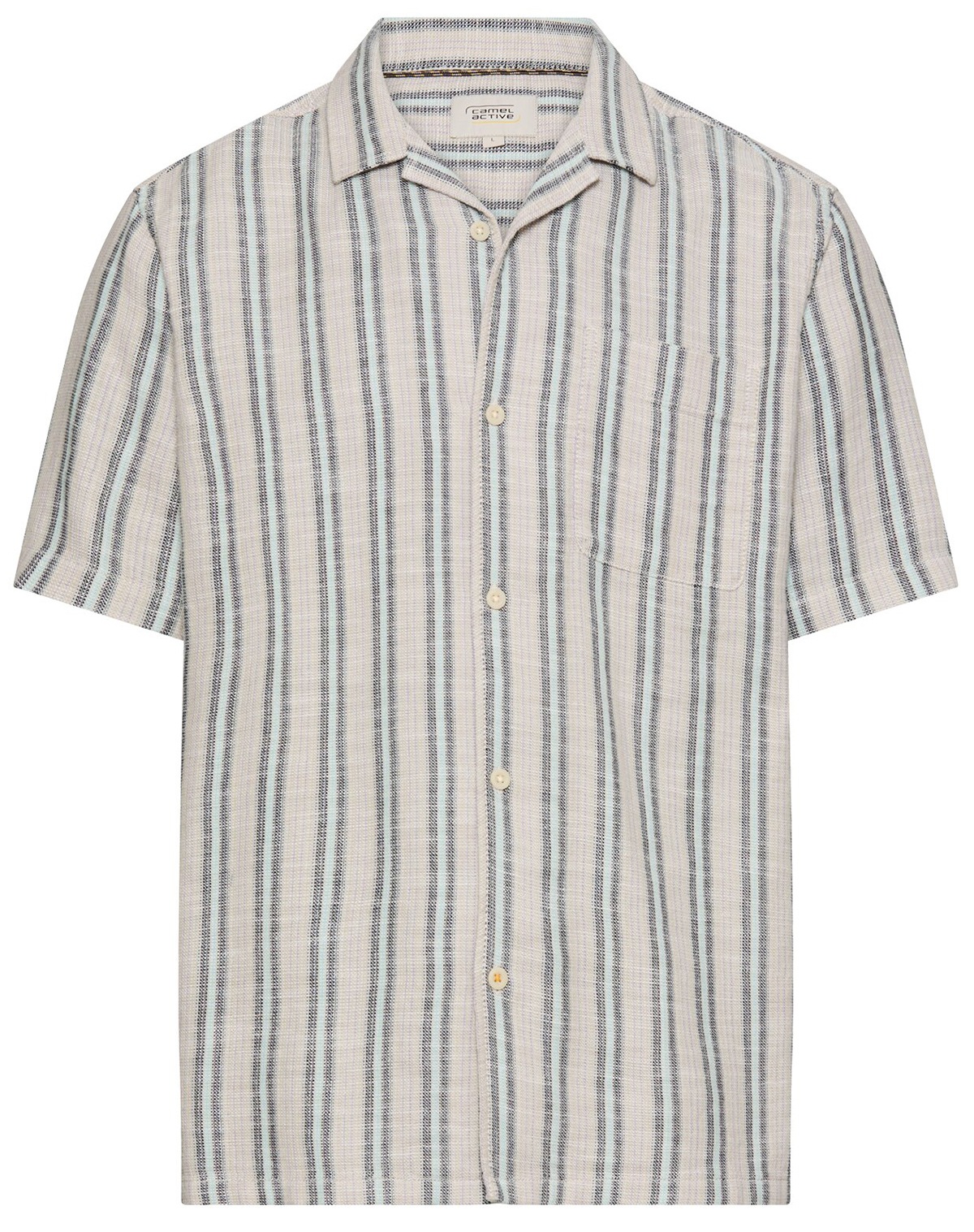 Camel Active Kurzarmhemd - Regular Fit - Stuktur - Streifen - beige / blau