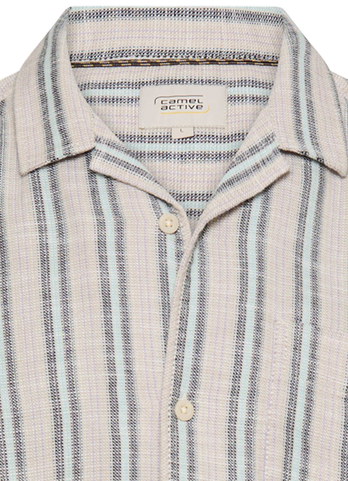 Camel Active Kurzarmhemd - Regular Fit - Stuktur - Streifen - beige / blau