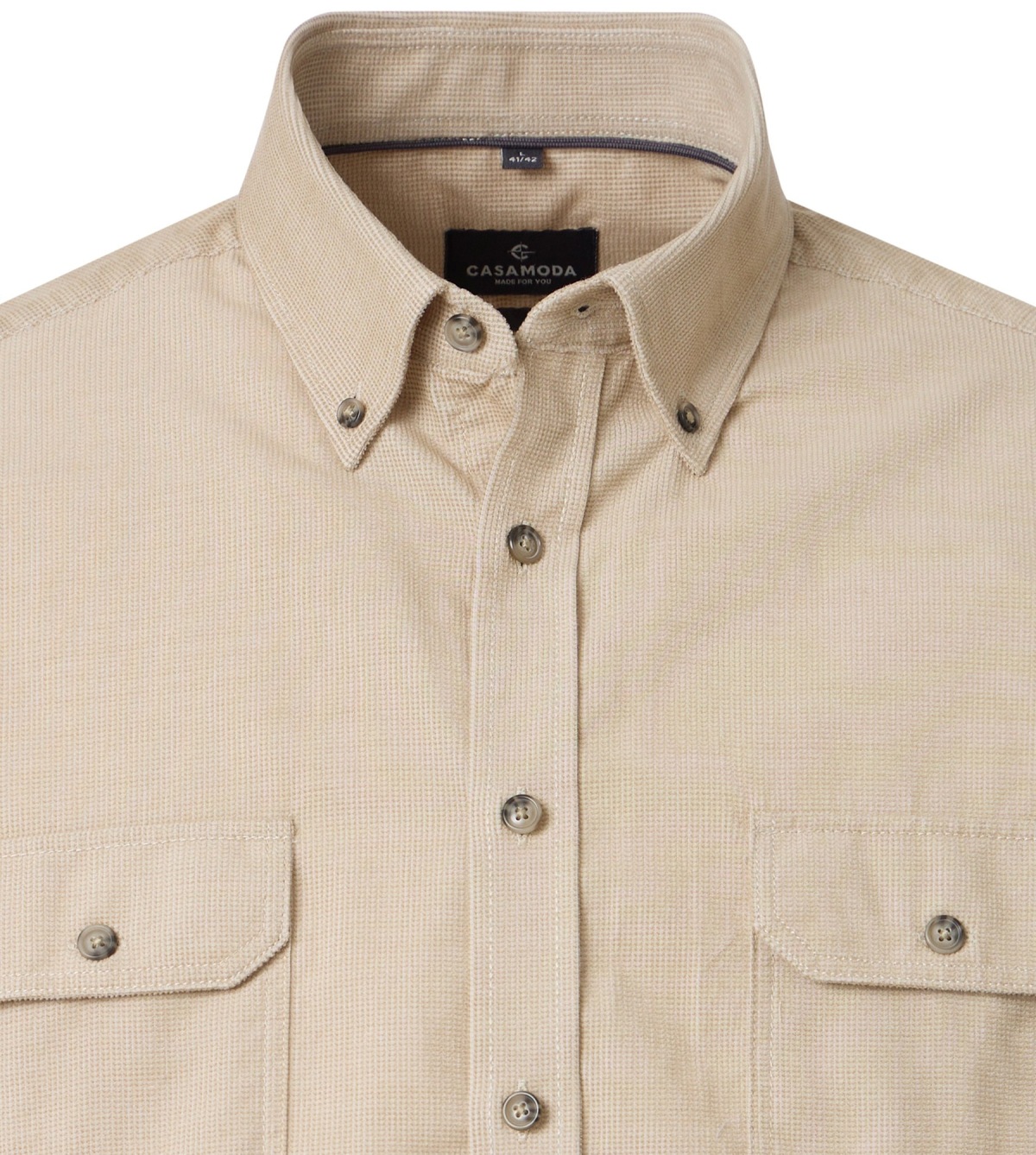 Casa Moda Cordhemd - Casual Fit - Button Down - beige