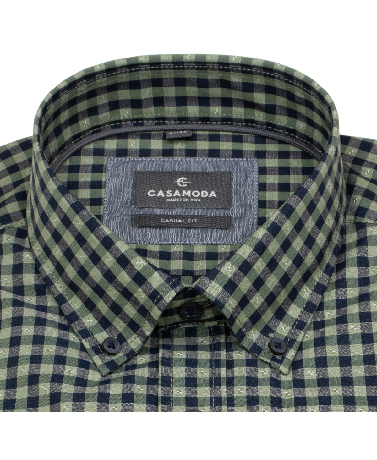 Casa Moda Hemd - Casual Fit - Button Down - kariert - grün
