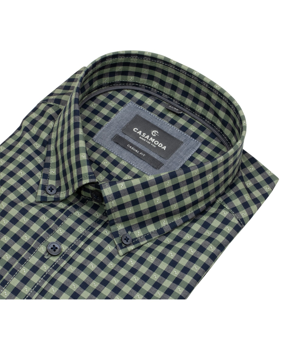 Casa Moda Hemd - Casual Fit - Button Down - kariert - grün