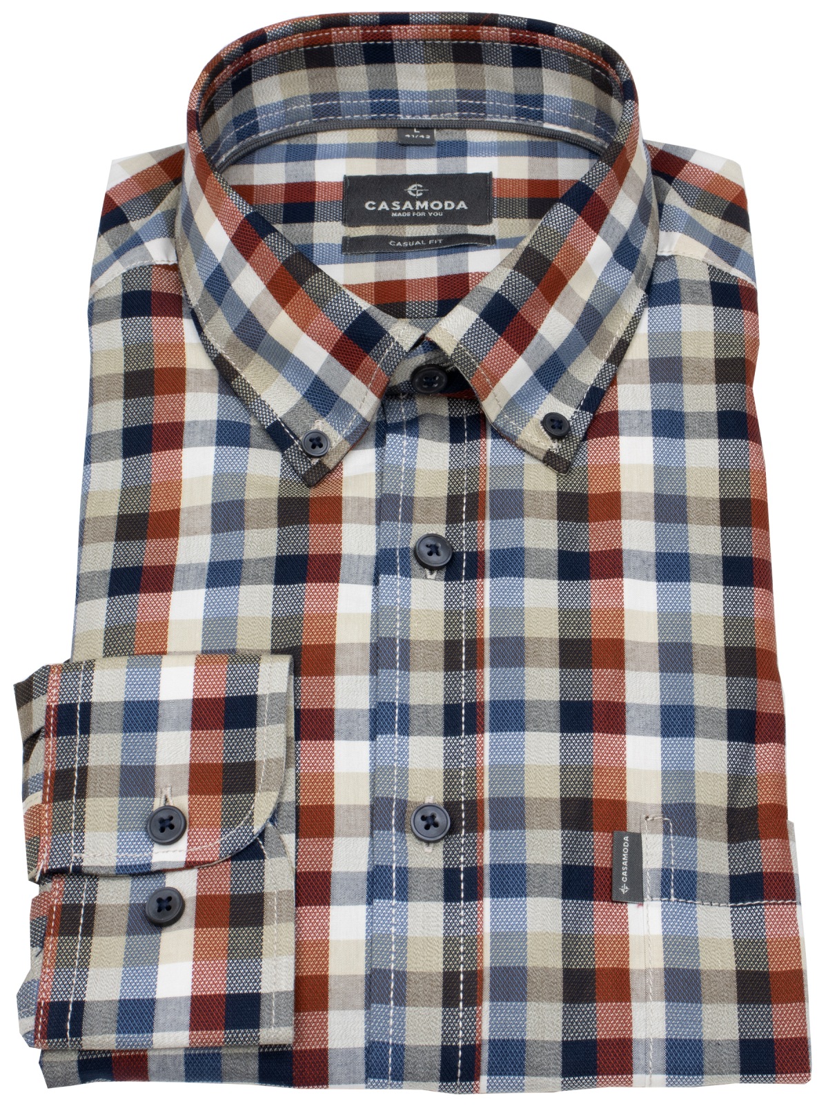 Casa Moda Hemd - Casual Fit - Button Down - kariert - mehrfarbig