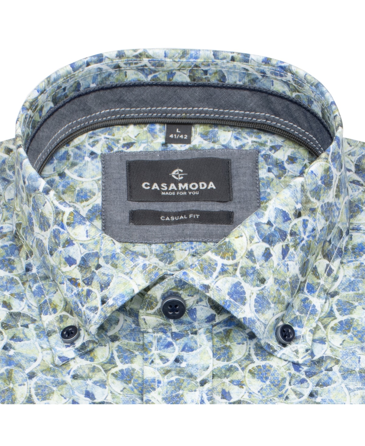 Casa Moda Hemd - Casual Fit - Button Down - Kontrastknöpfe - mehrfarbig