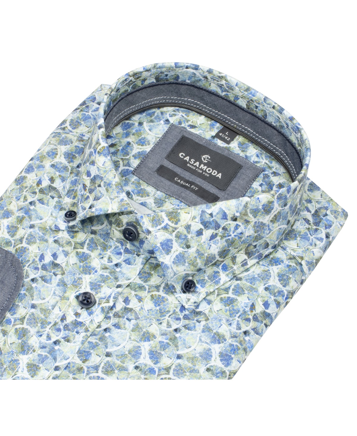 Casa Moda Hemd - Casual Fit - Button Down - Kontrastknöpfe - mehrfarbig