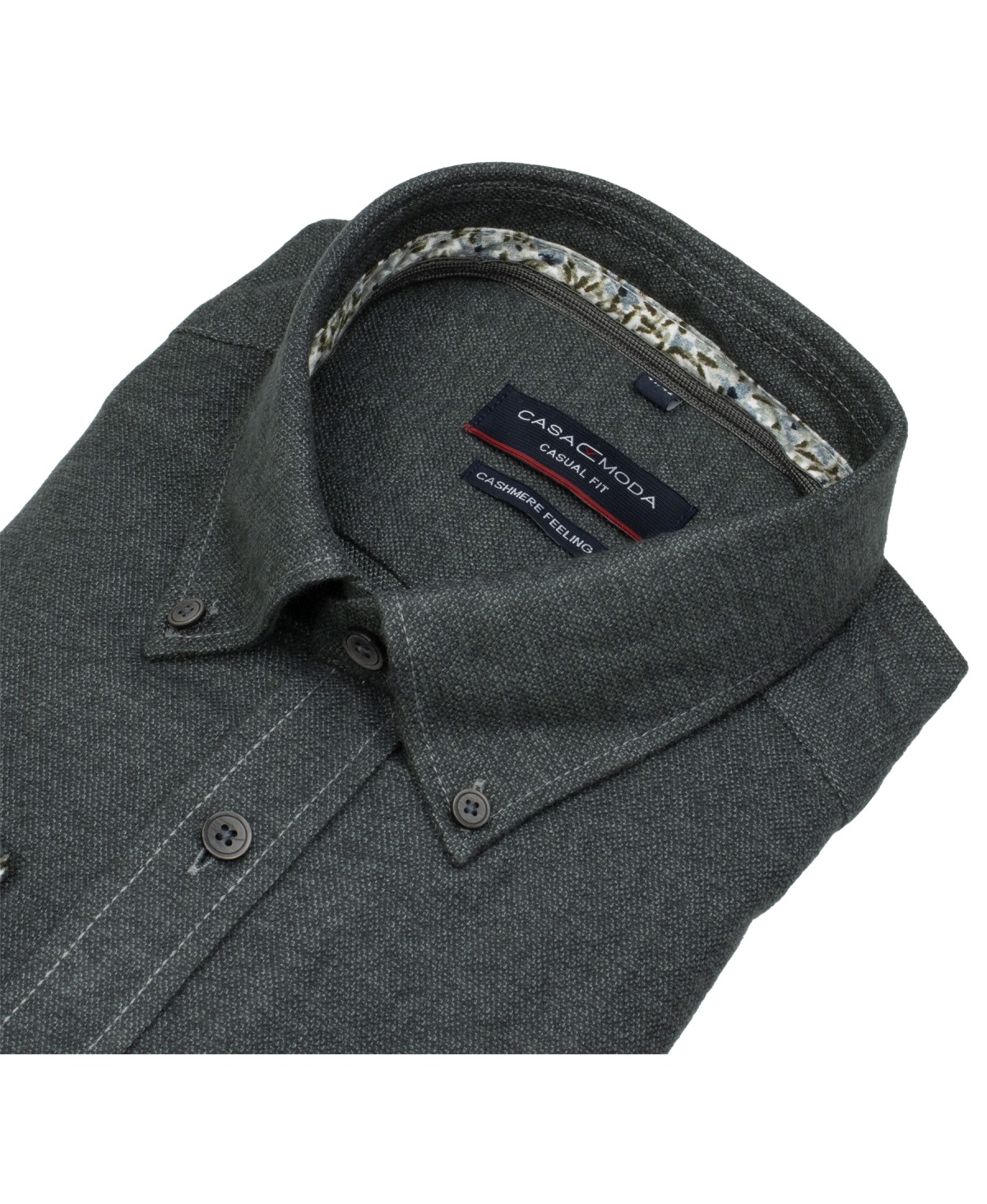 Casa Moda Hemd - Casual Fit - Button Down - leichter Flanell - anthrazit